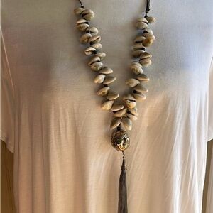 Buddha necklace 4 faces ShellsTassel leather